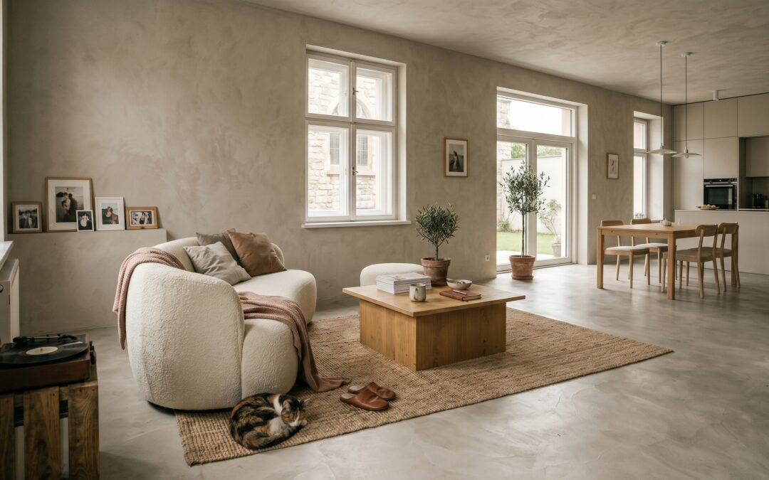 Warm Minimalism: Trendy wnętrzarskie 2026. Inspiracje i ewolucja od chłodnego loftu do przytulnego mikrocementu
